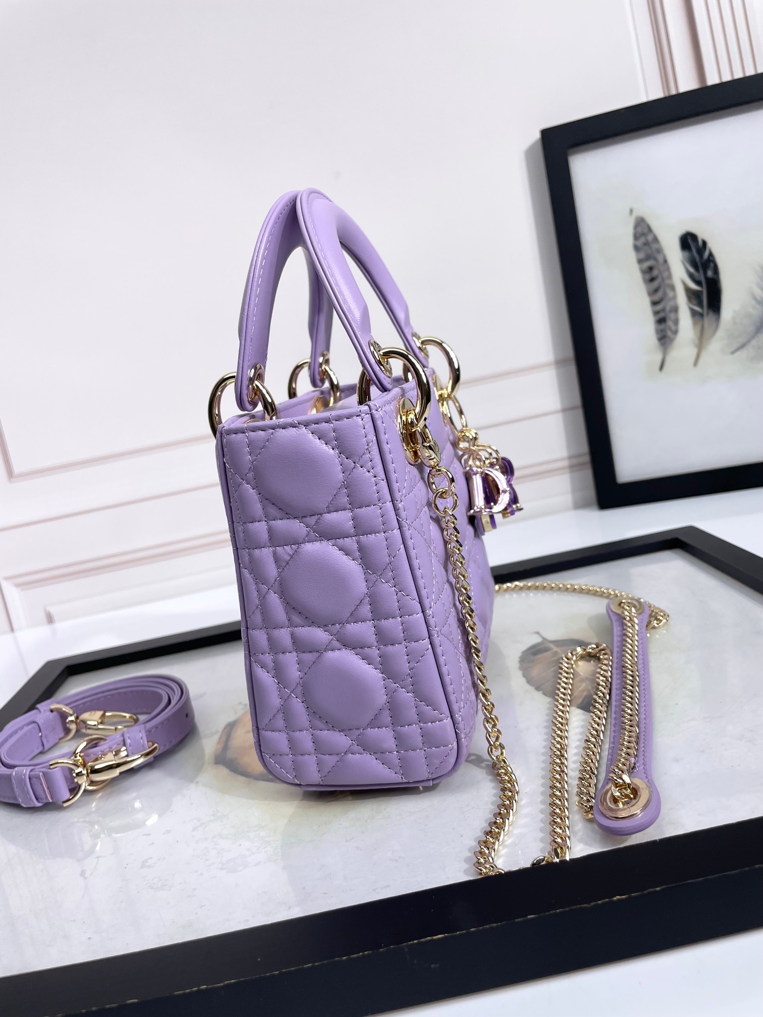 Mini Lady Dior Bag Purple Cannage Lambskin